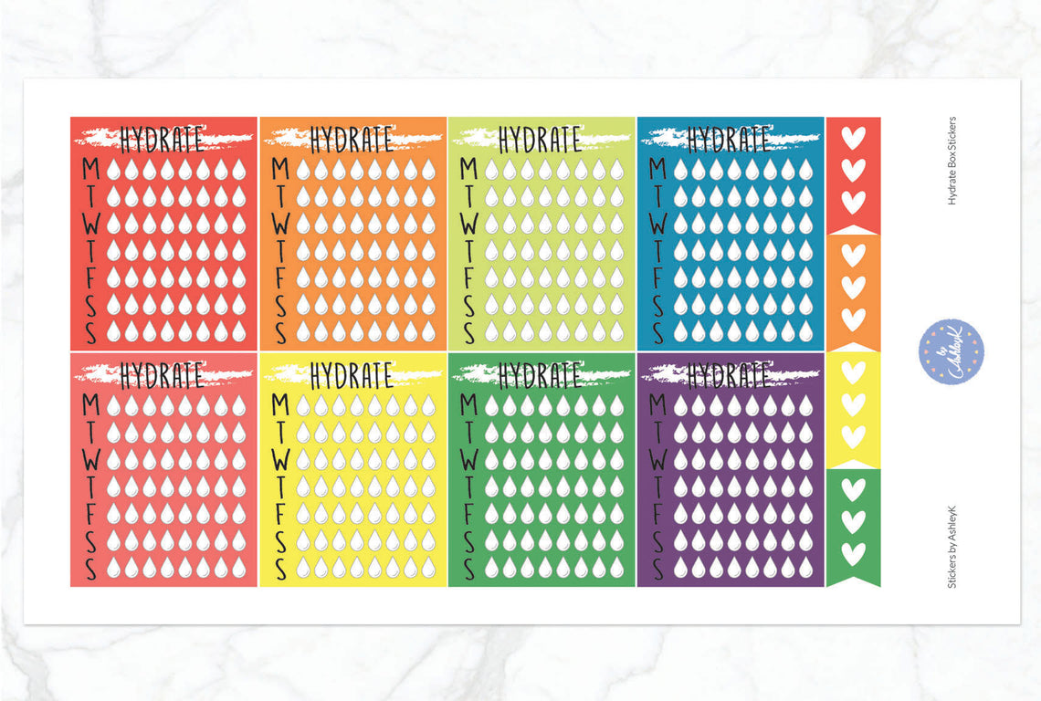 Weekly Hydrate Stickers - Pastel Rainbow