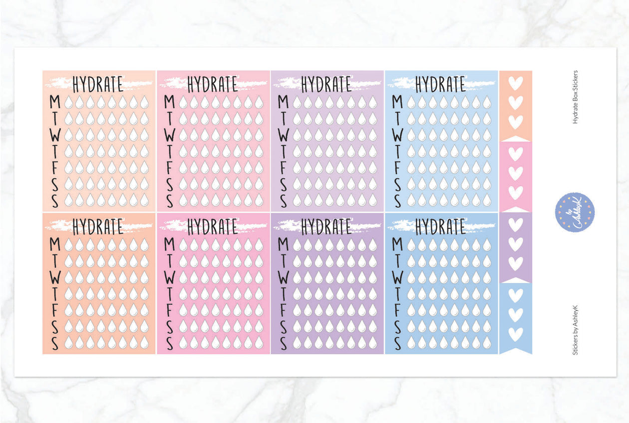 Weekly Hydrate Stickers - Pastel Sunset