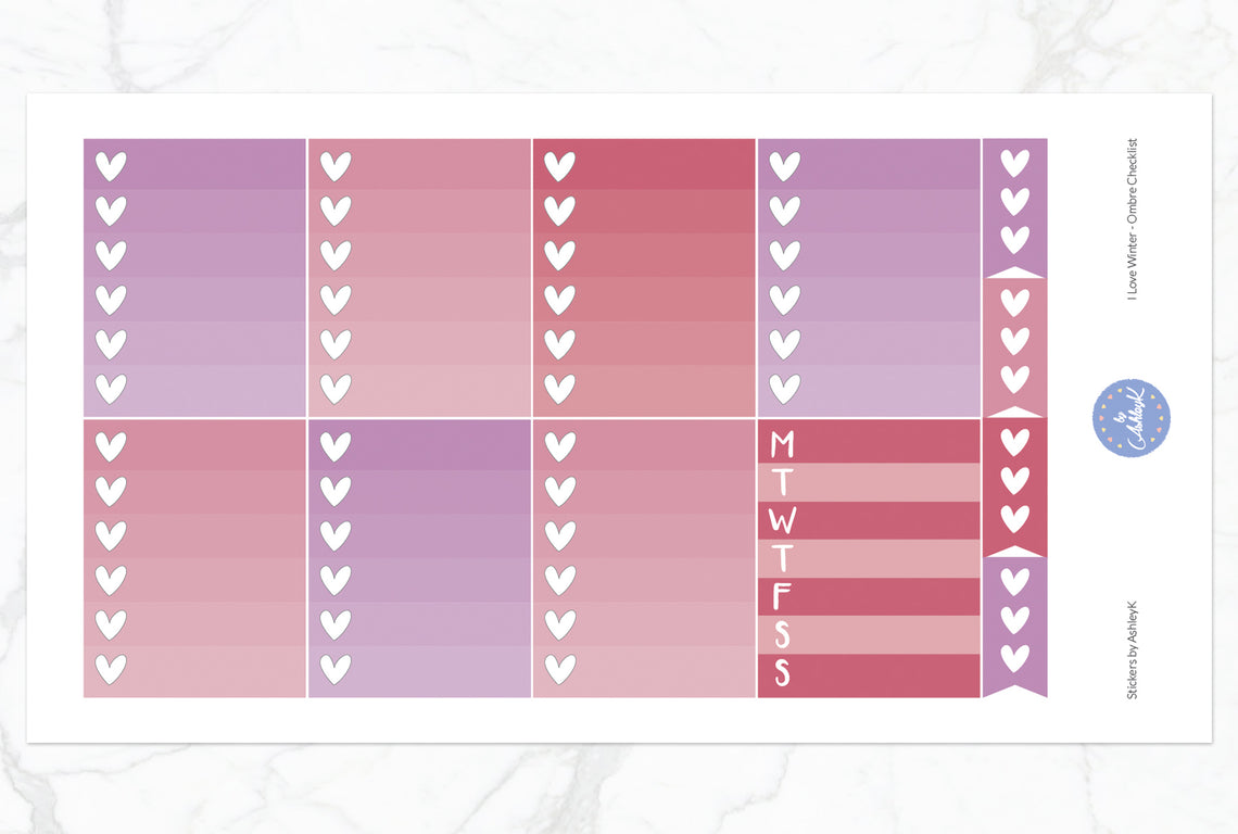 I Love Winter Weekly Kit  - Ombre Checklist Sheet