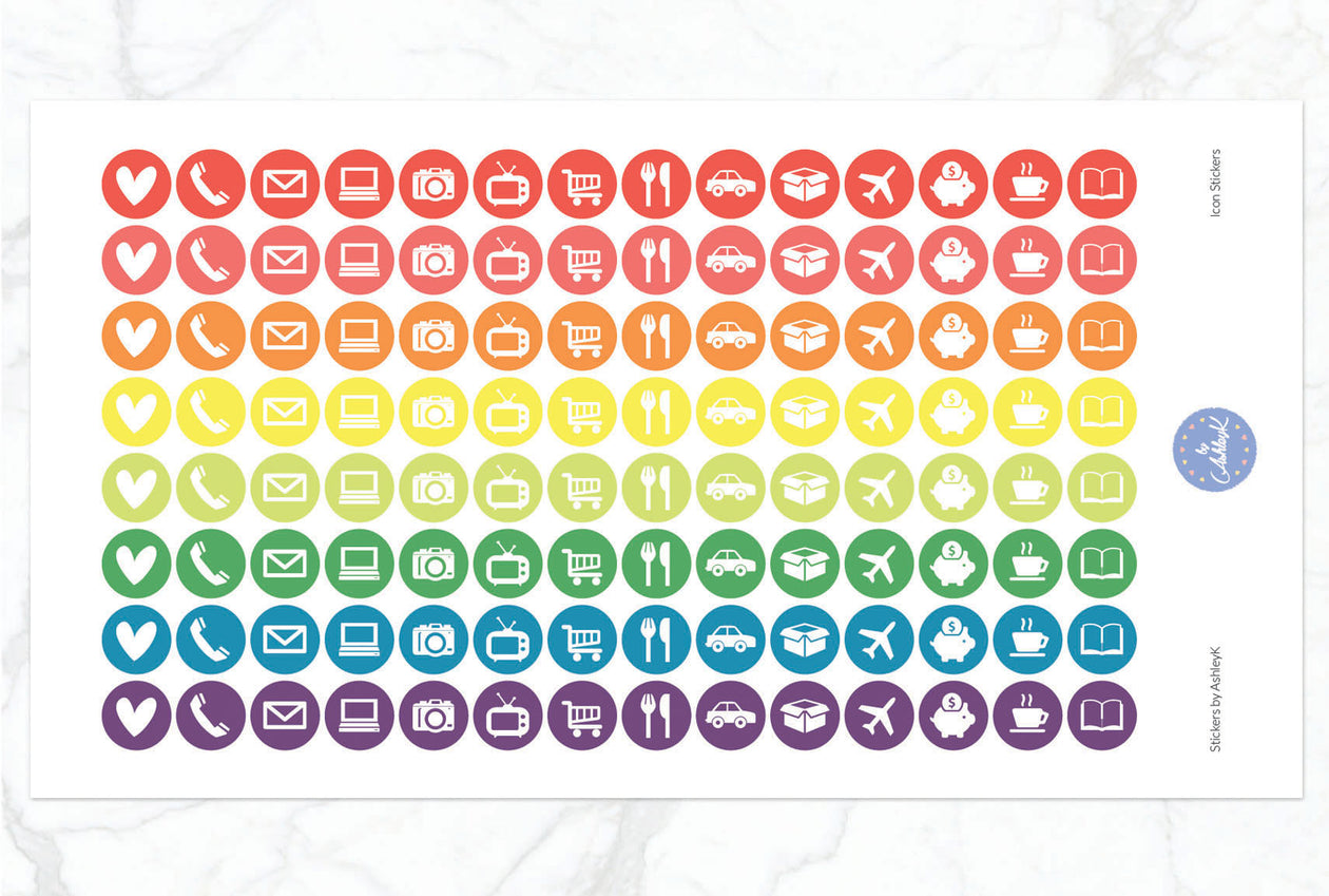 Icon Stickers - Pastel Rainbow
