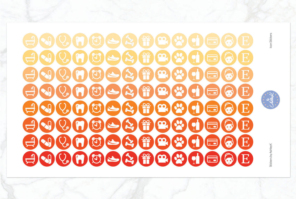Daily Routine Icon Stickers - Orange