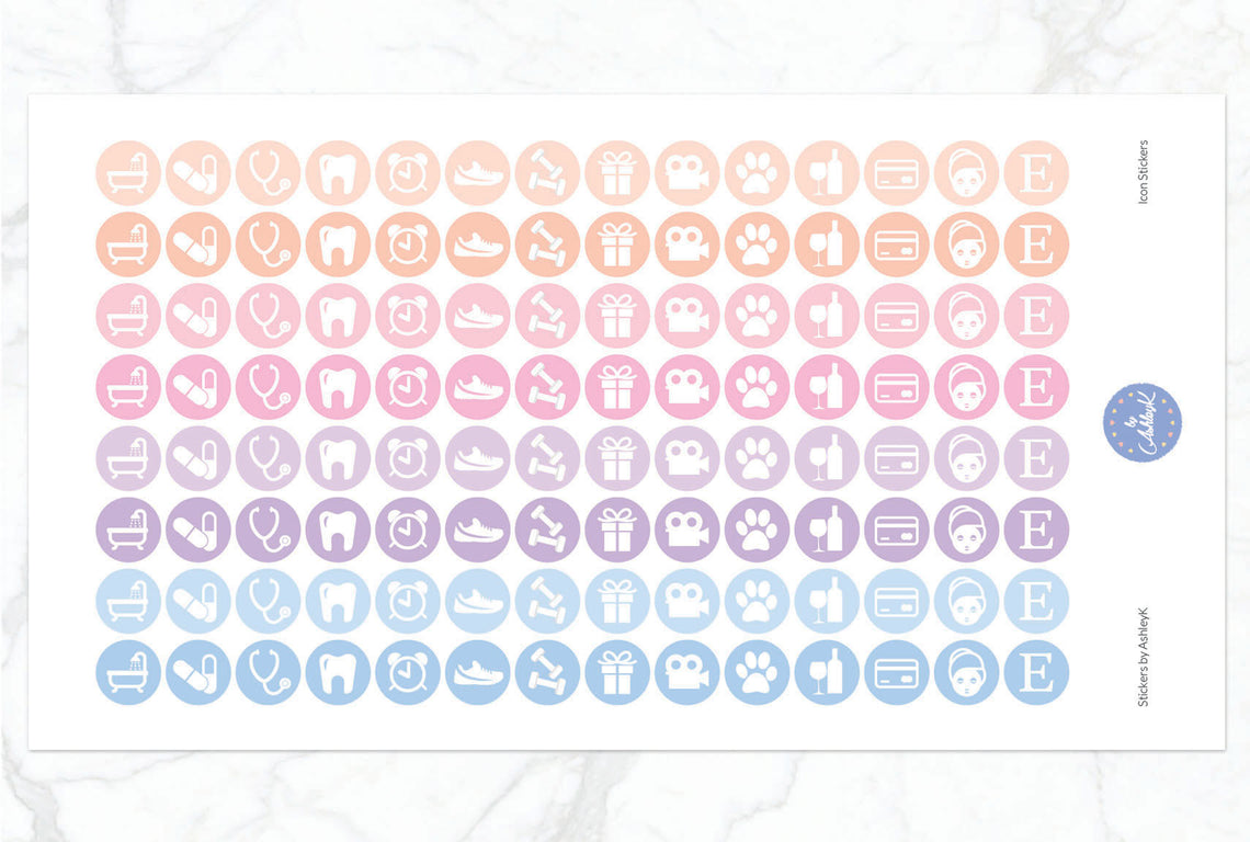 Daily Routine Icon Stickers - Pastel Sunset