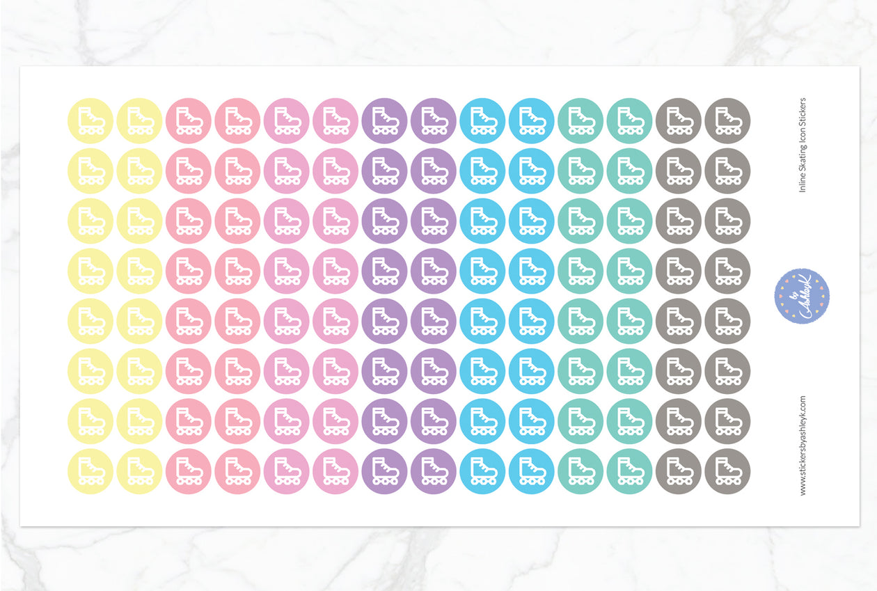 Inline Skating Icon Round Stickers - Pastel