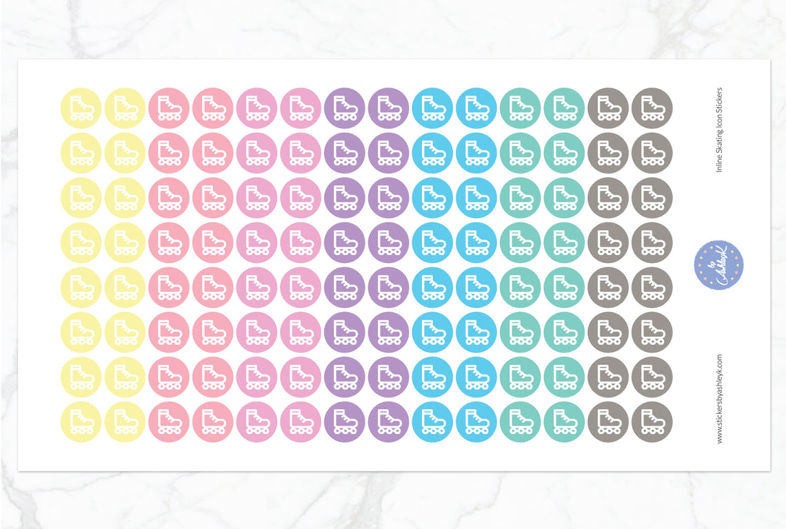 Inline Skating Icon Round Stickers - Pastel