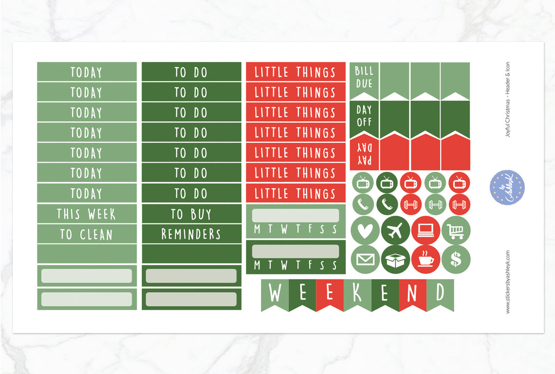 Joyful Christmas Weekly Kit  - Functional Sheet
