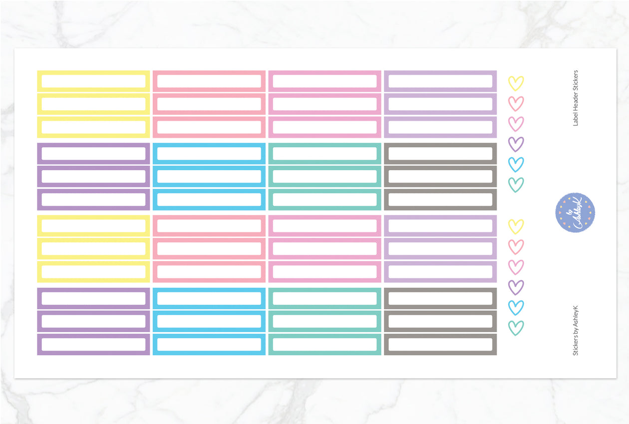 Label Header Stickers - Pastel