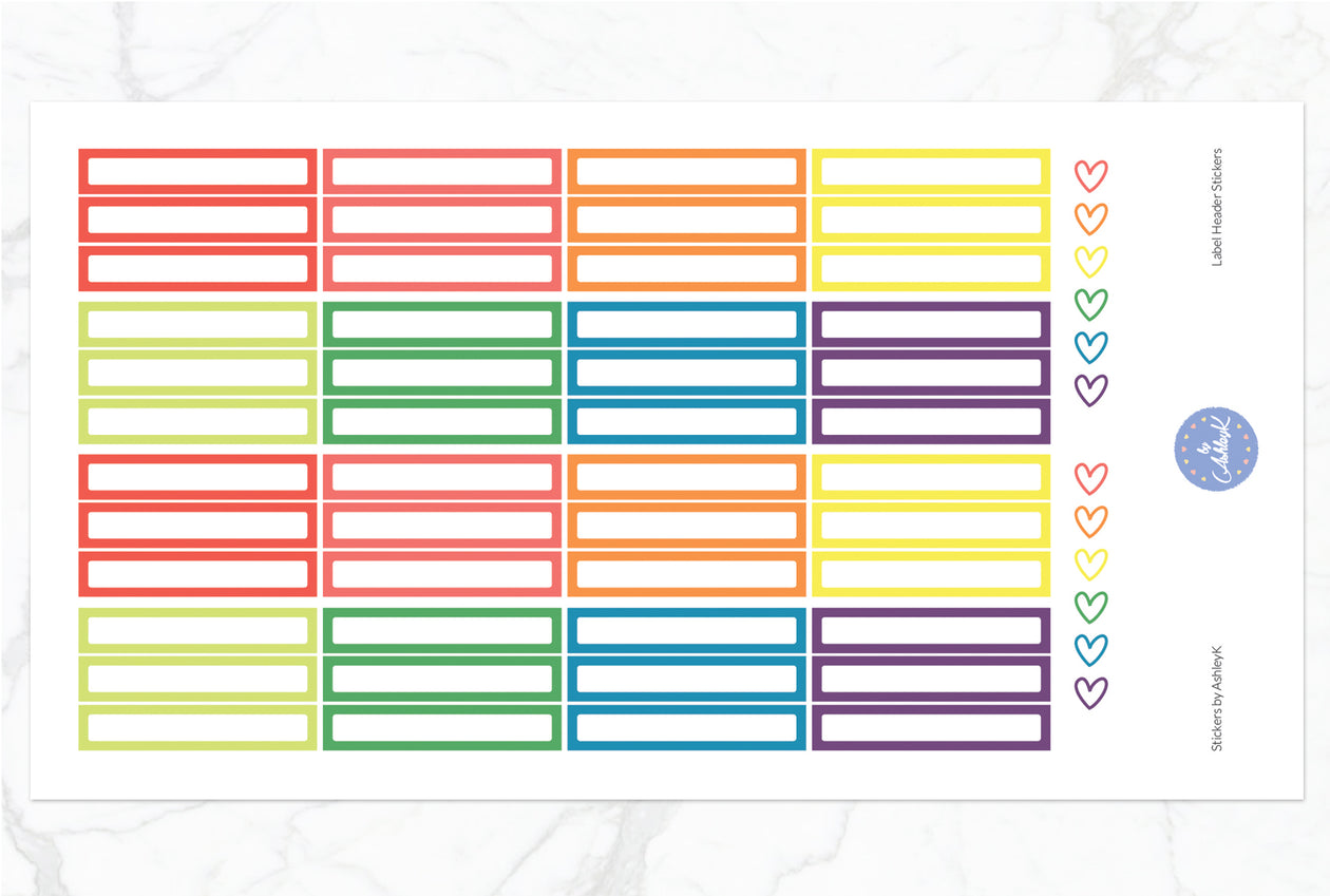 Label Header Stickers - Pastel Rainbow