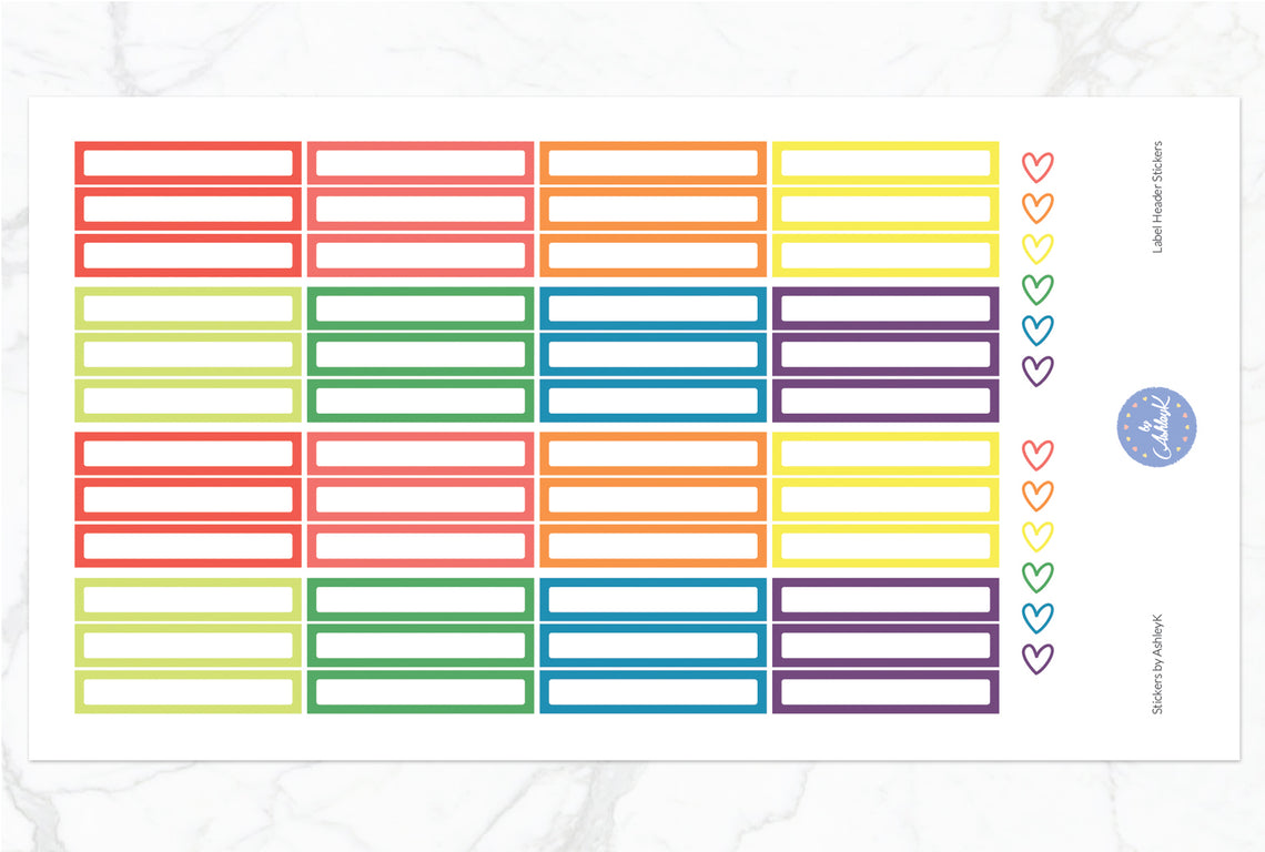 Label Header Stickers - Pastel Rainbow