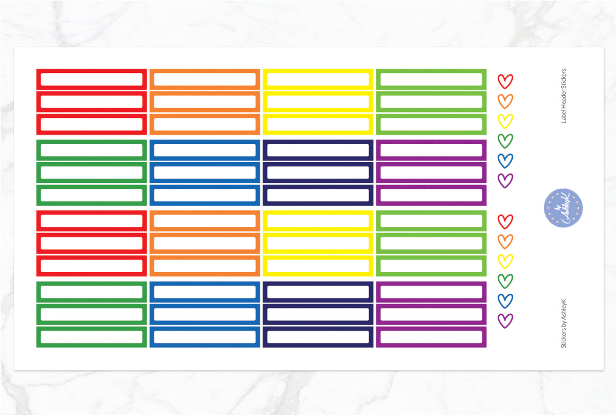 Label Header Stickers - Rainbow