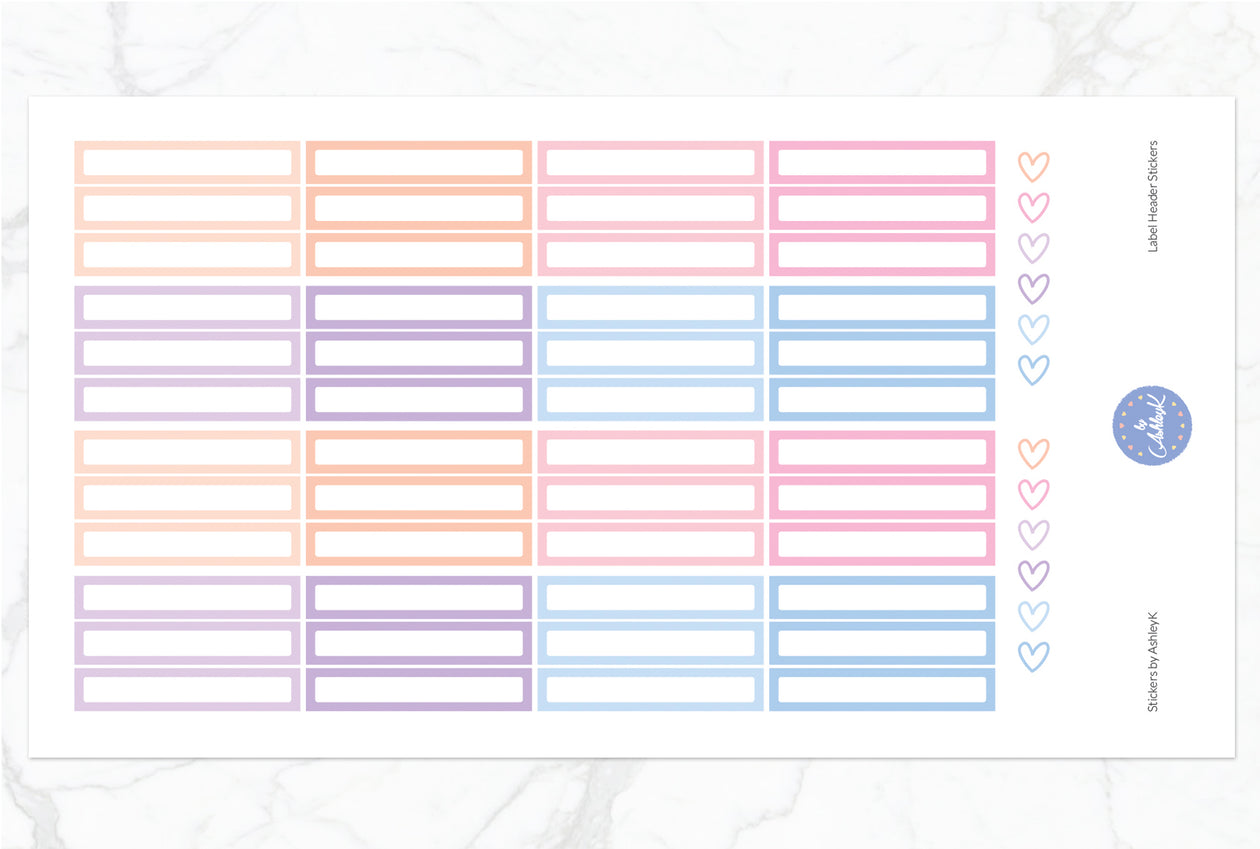 Label Header Stickers - Pastel Sunset