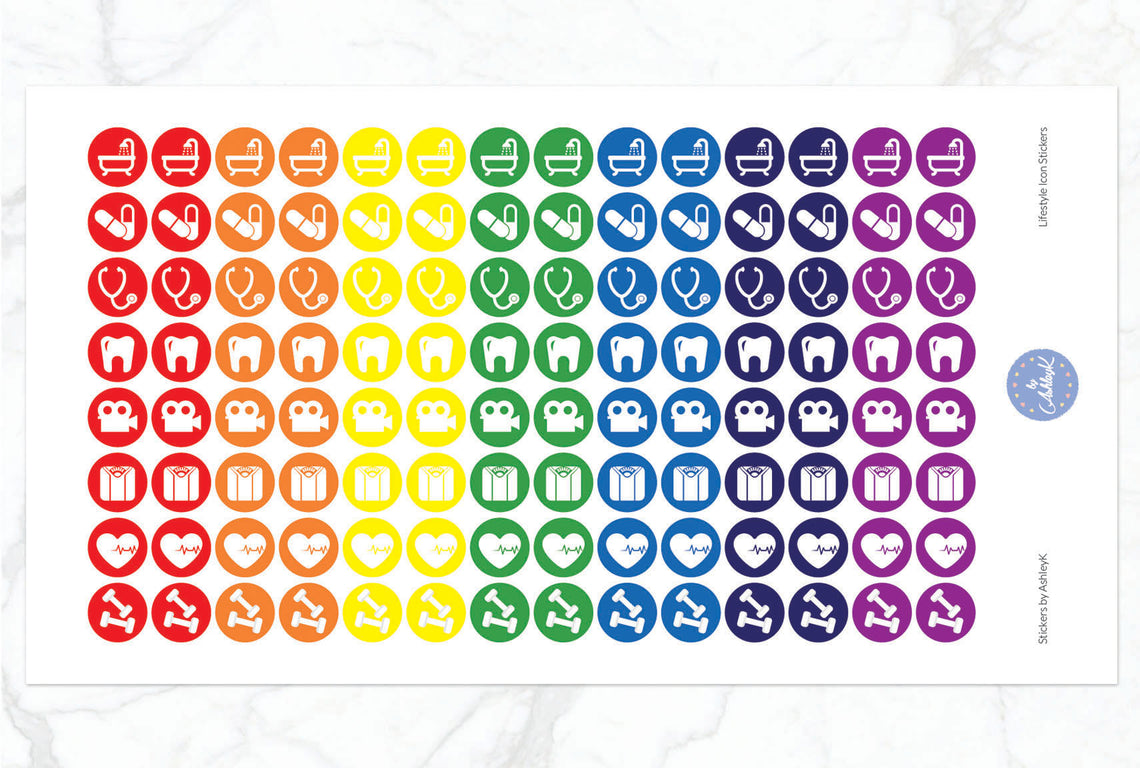 Lifestyle Icon Stickers - Rainbow