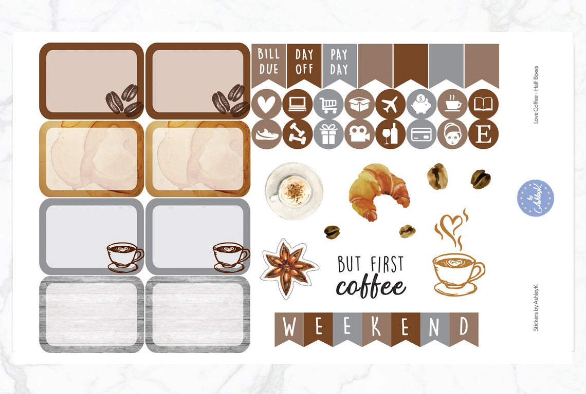 Love Coffee Weekly Kit  - Half Box Sheet
