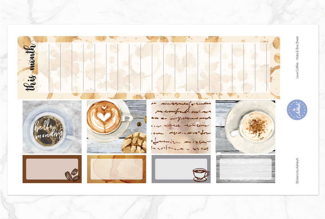 Love Coffee Weekly Kit  - Note & Box Sheet