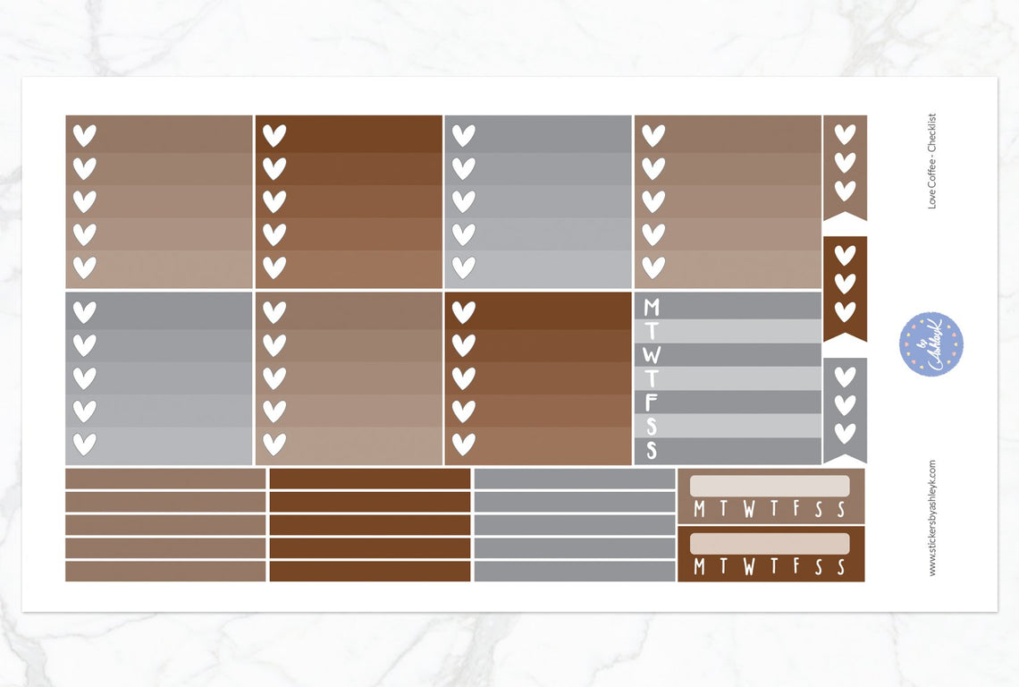 Love Coffee Weekly Kit  - Ombre Checklist Sheet