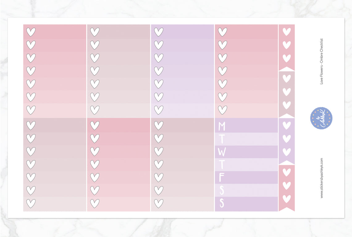 Love Flowers Weekly Kit  - Ombre Checklist Sheet
