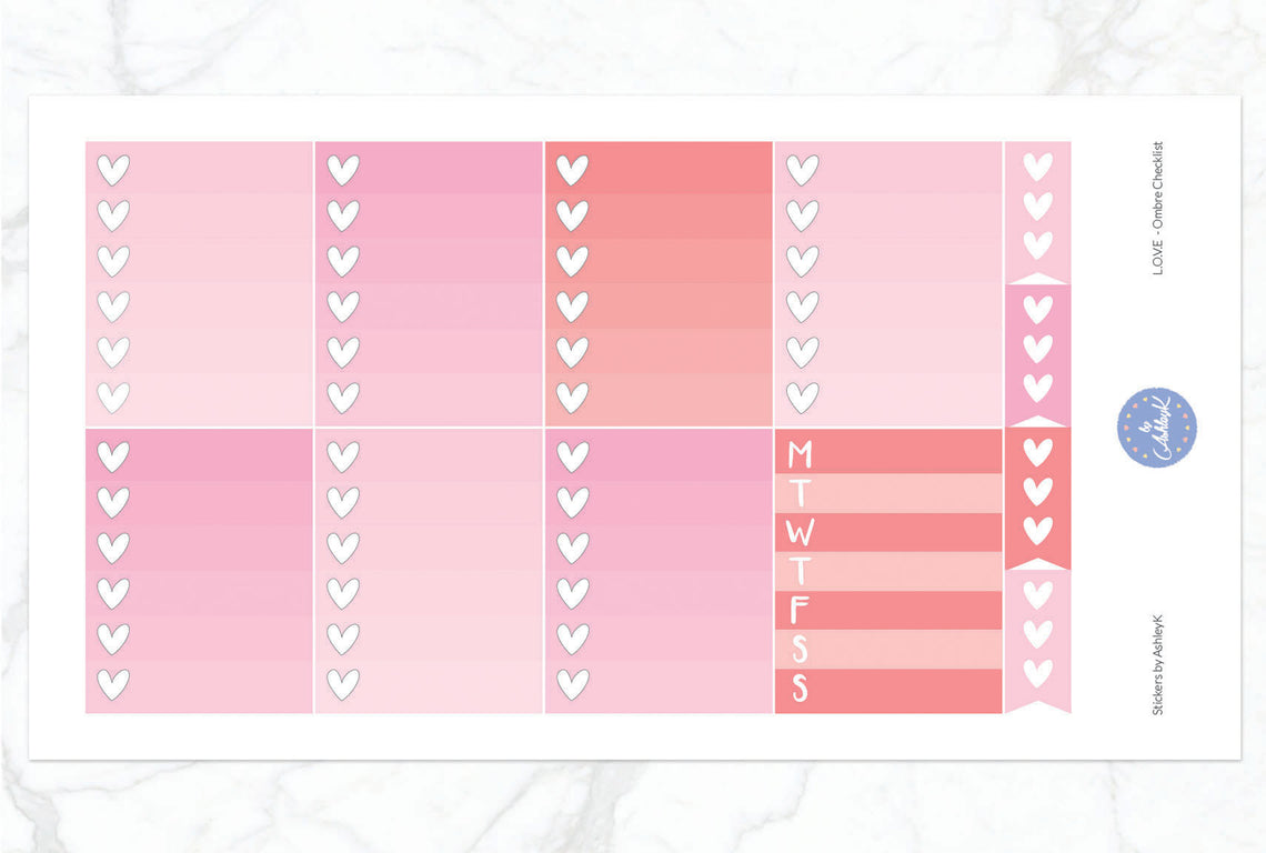 Love Valentines - Ombre Checklist Sheet