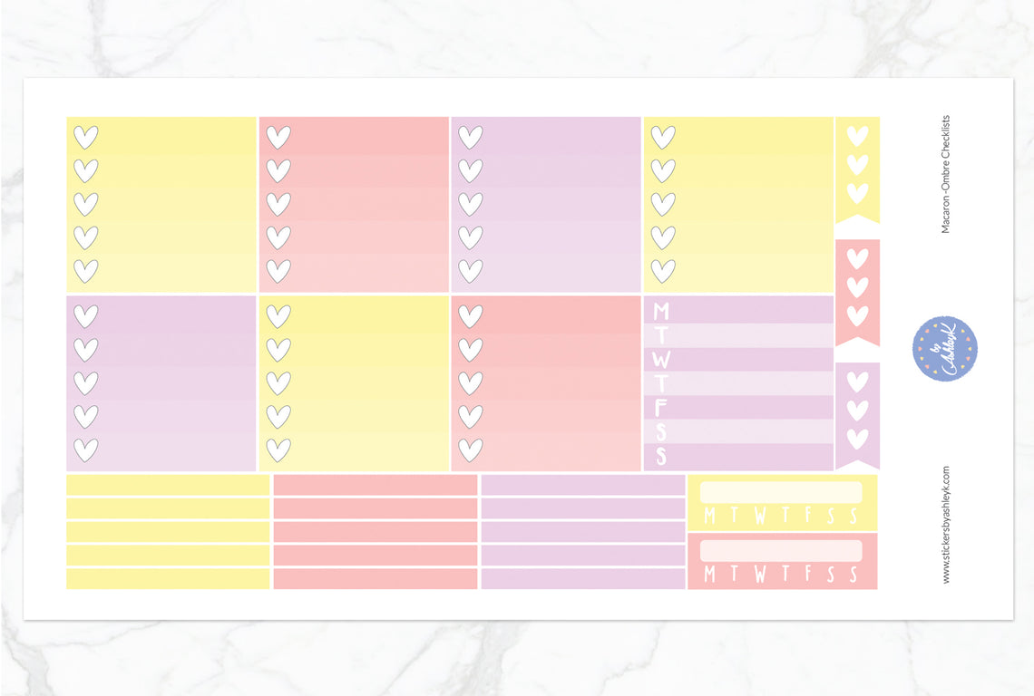 Macaron Weekly Kit  - Ombre Checklist Sheet