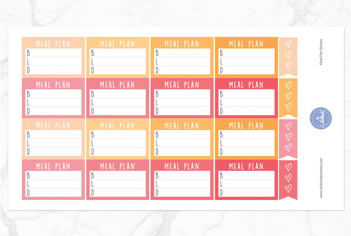 Meal Plan Stickers - Peach