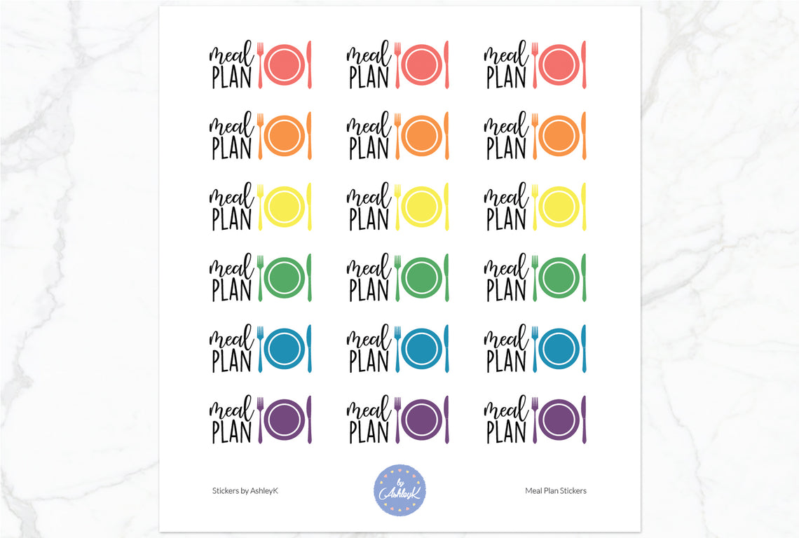 Meal Plan Stickers - Pastel Rainbow