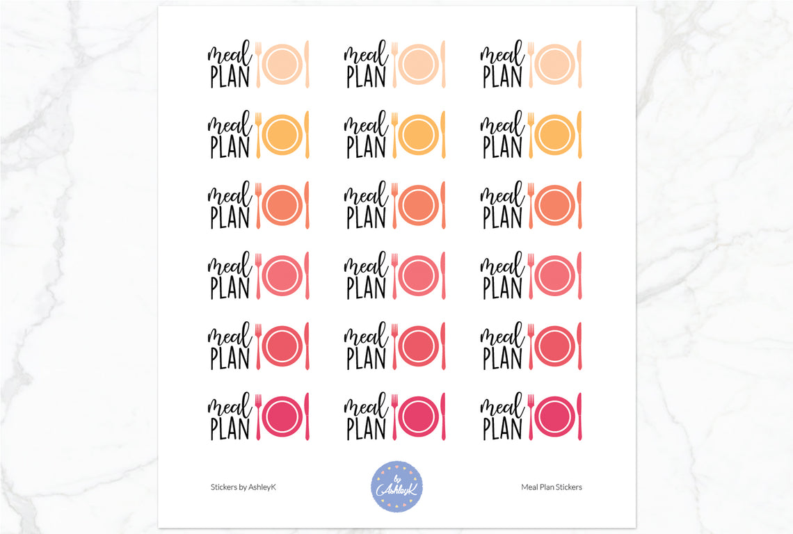 Meal Plan Stickers - Peach