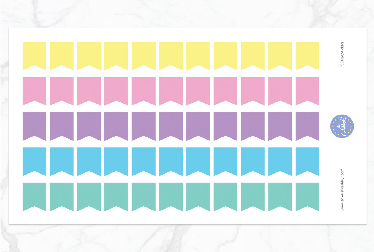 55 Medium Flag Stickers - Pastel