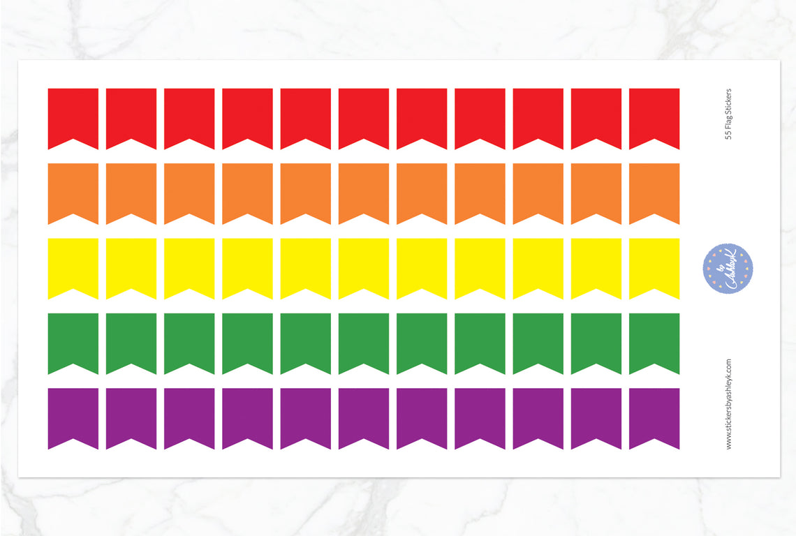 55 Medium Flag Stickers - Rainbow