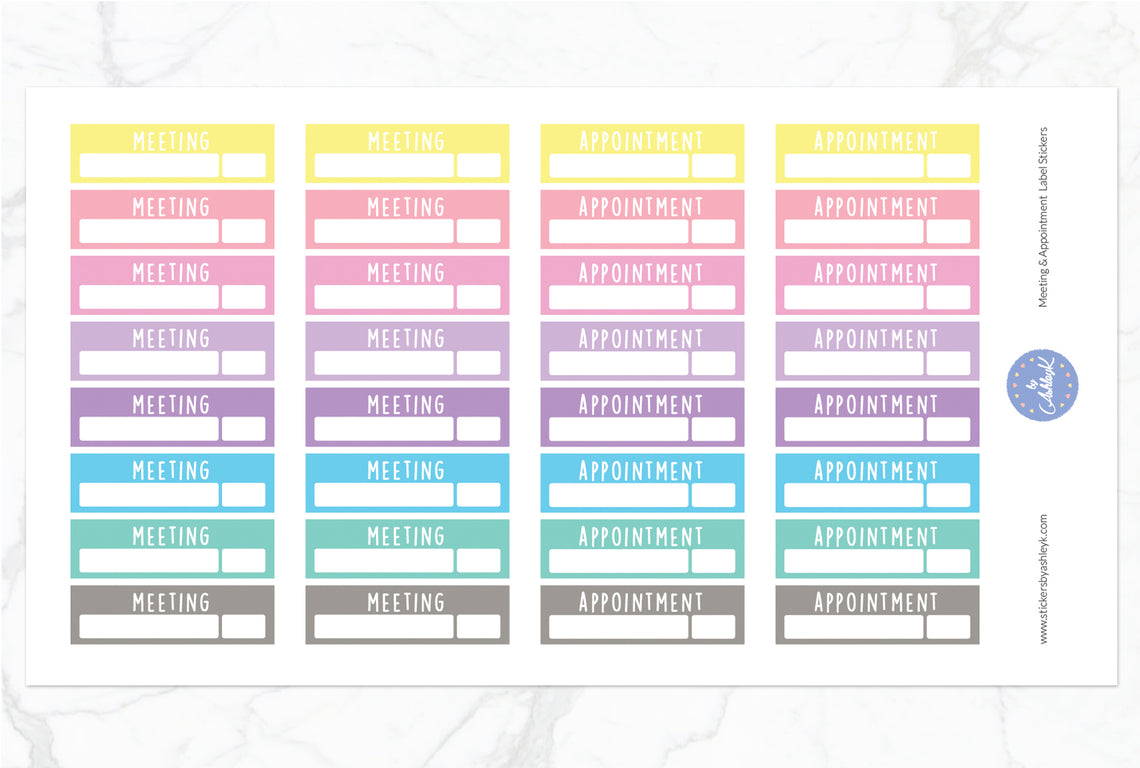 Meeting & Appointment Label Stickers - Pastel