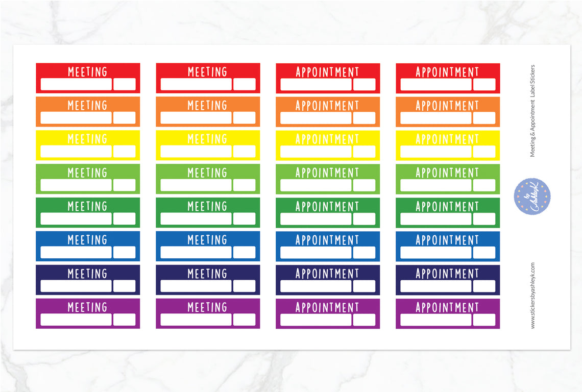 Meeting & Appointment Label Stickers - Rainbow
