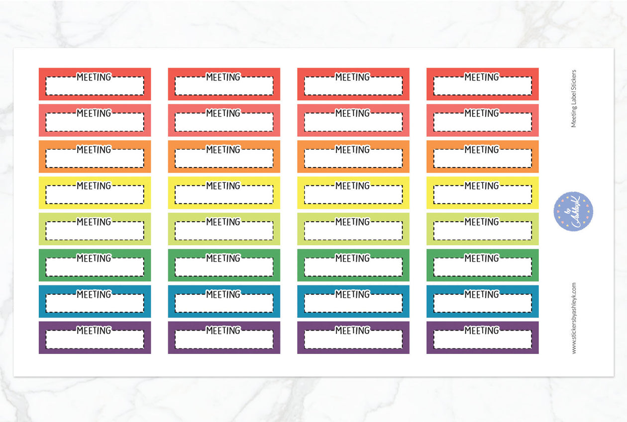 Meeting Label Stickers - Pastel Rainbow