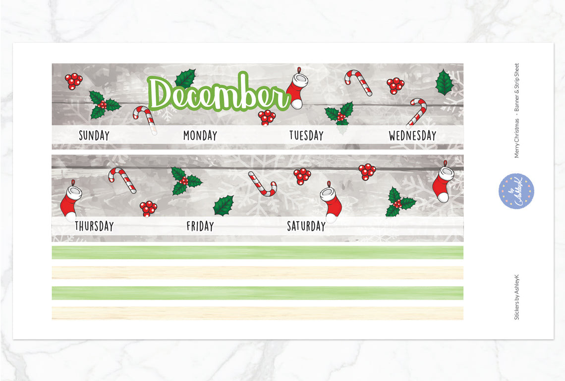  Merry Christmas Monthly Kit  - Banner & Strip Sheet