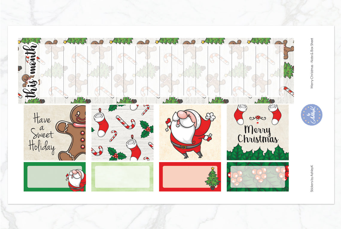 Merry Christmas Monthly Kit  - Note & Box Sheet