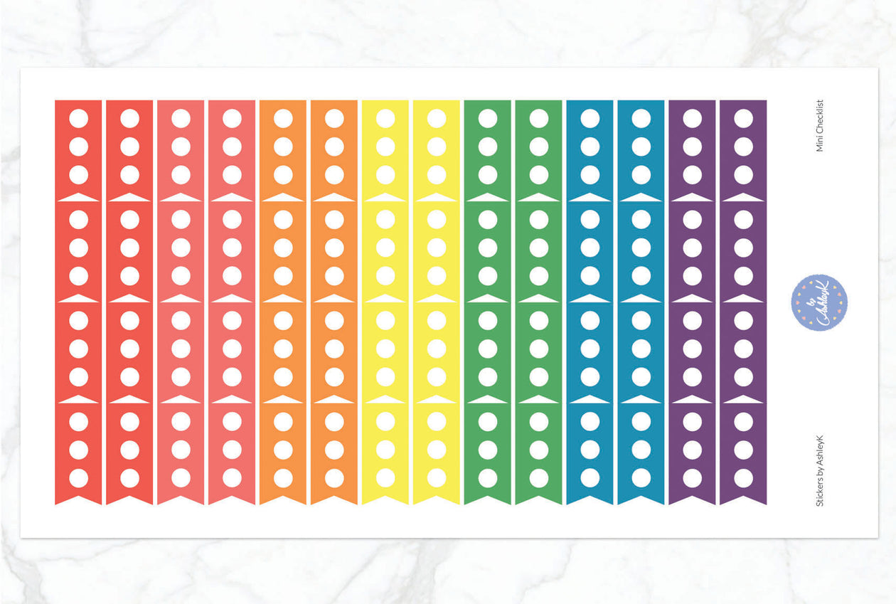 Mini Checklist Stickers - Pastel Rainbow