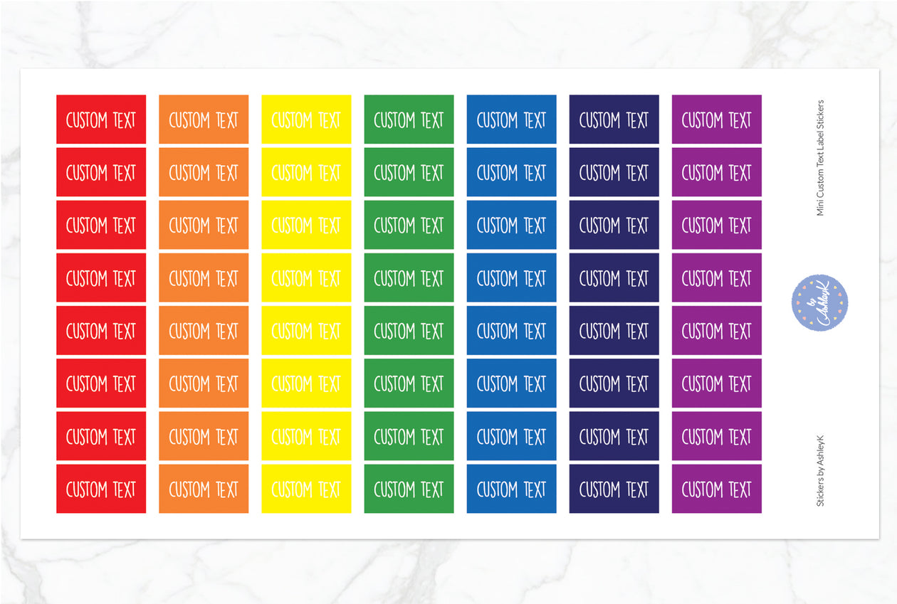 Mini Custom Text Label Stickers - Rainbow