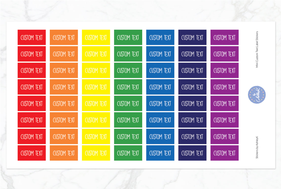 Mini Custom Text Label Stickers - Rainbow