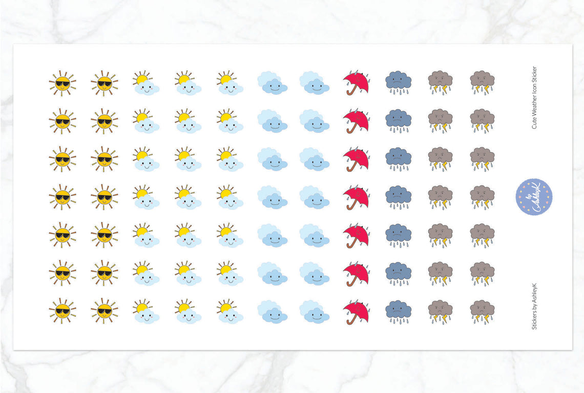 Mini Cute Weather Stickers - Without Snow