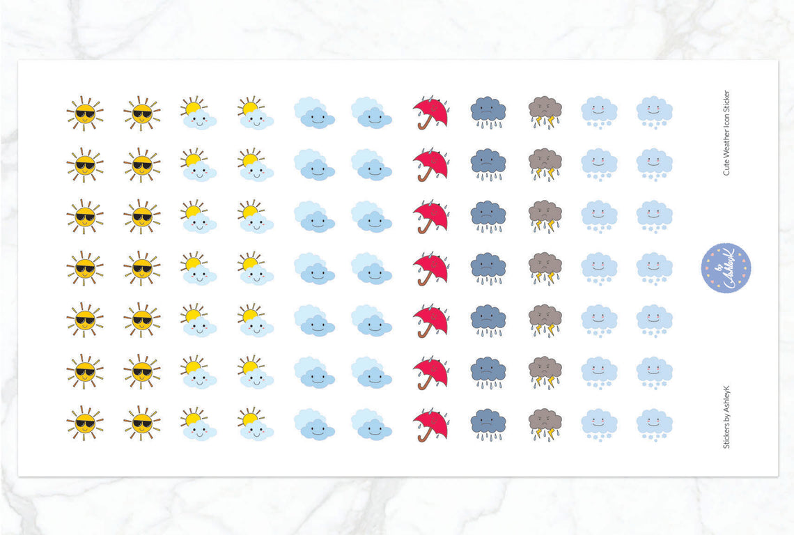 Mini Cute Weather Stickers - With Snow