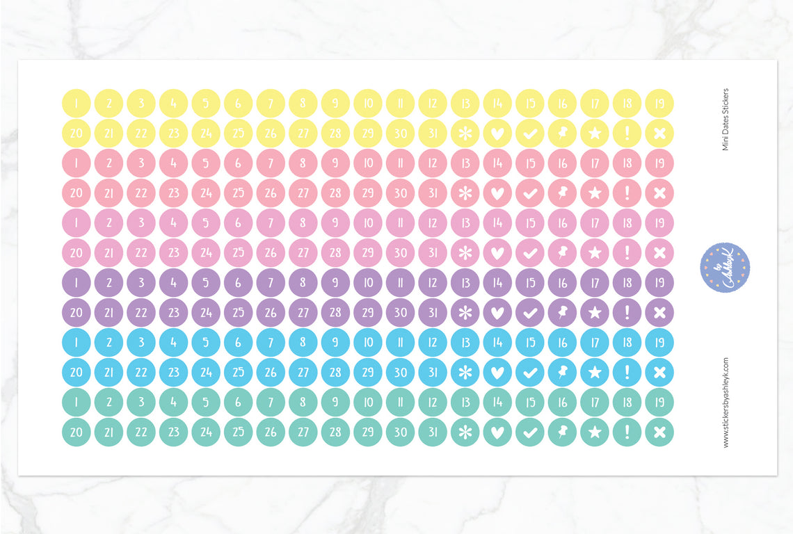 228 Mini Dates Stickers - Pastel