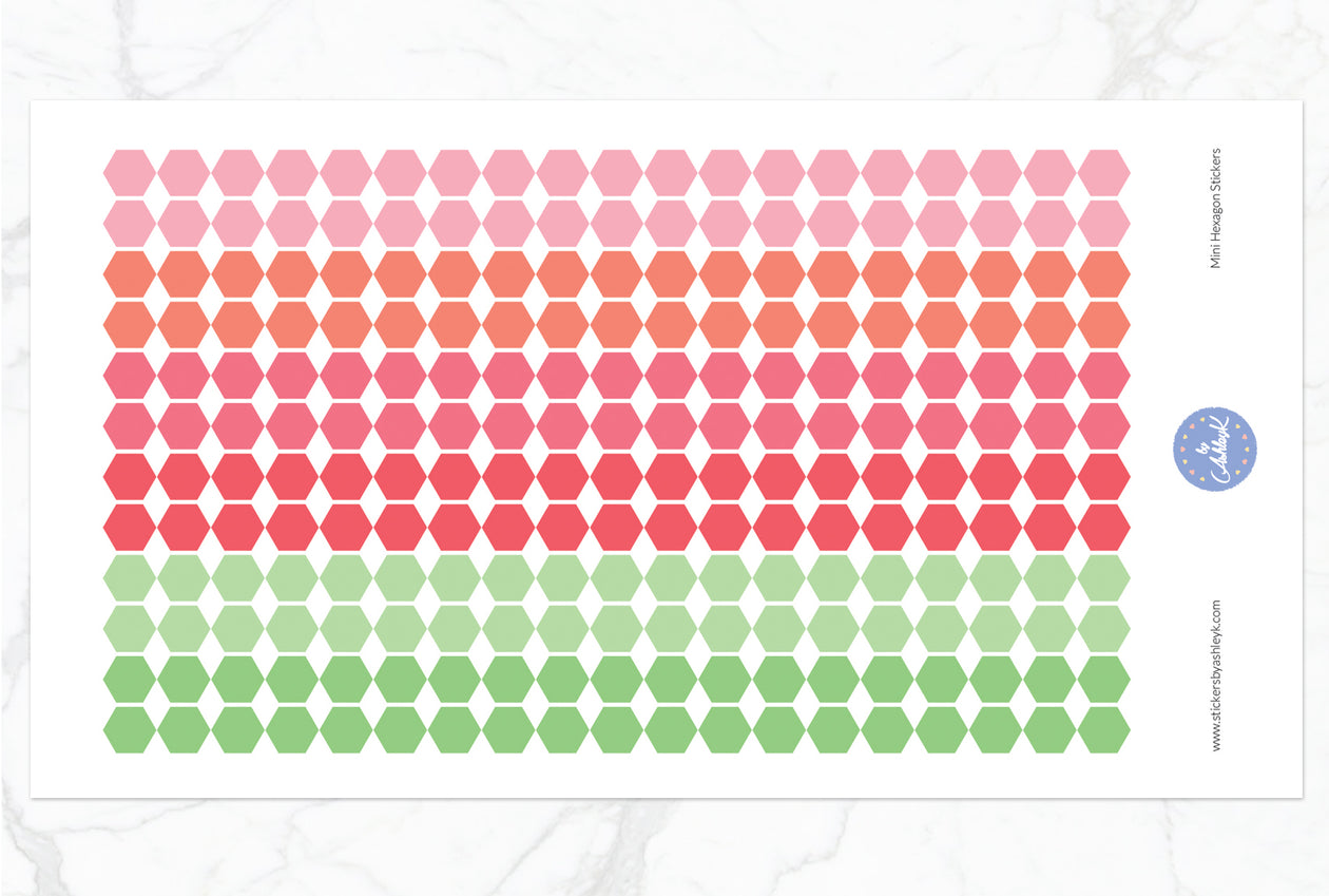 228 Mini Hexagon Stickers - Strawberry