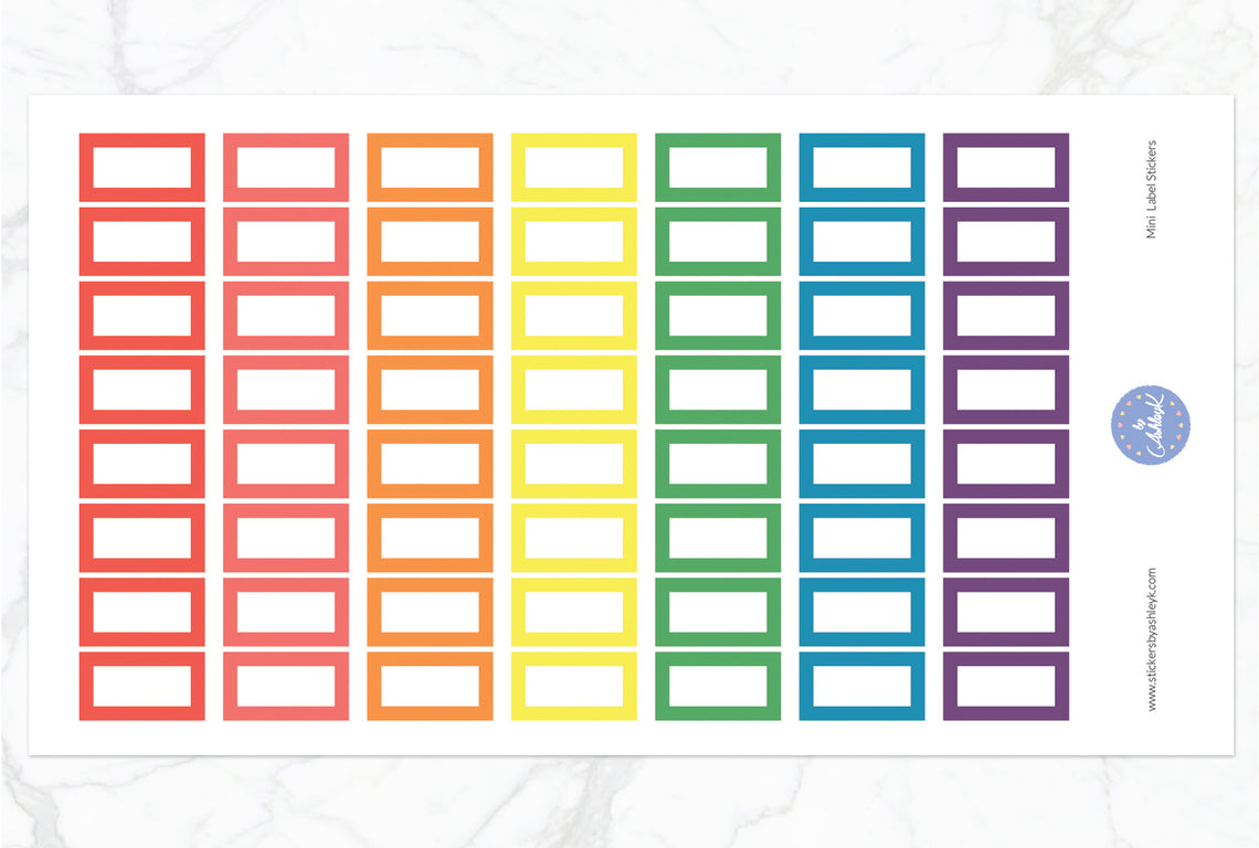 Mini Label Stickers - Pastel Rainbow