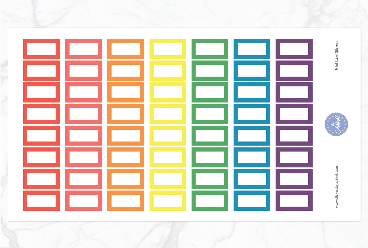 Mini Label Stickers - Pastel Rainbow