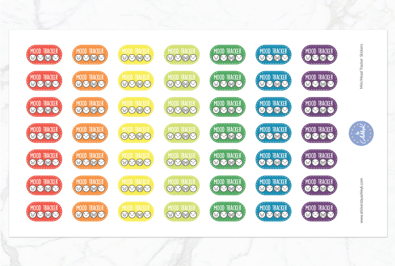 Mini Mood Tracker Stickers - Pastel Rainbow