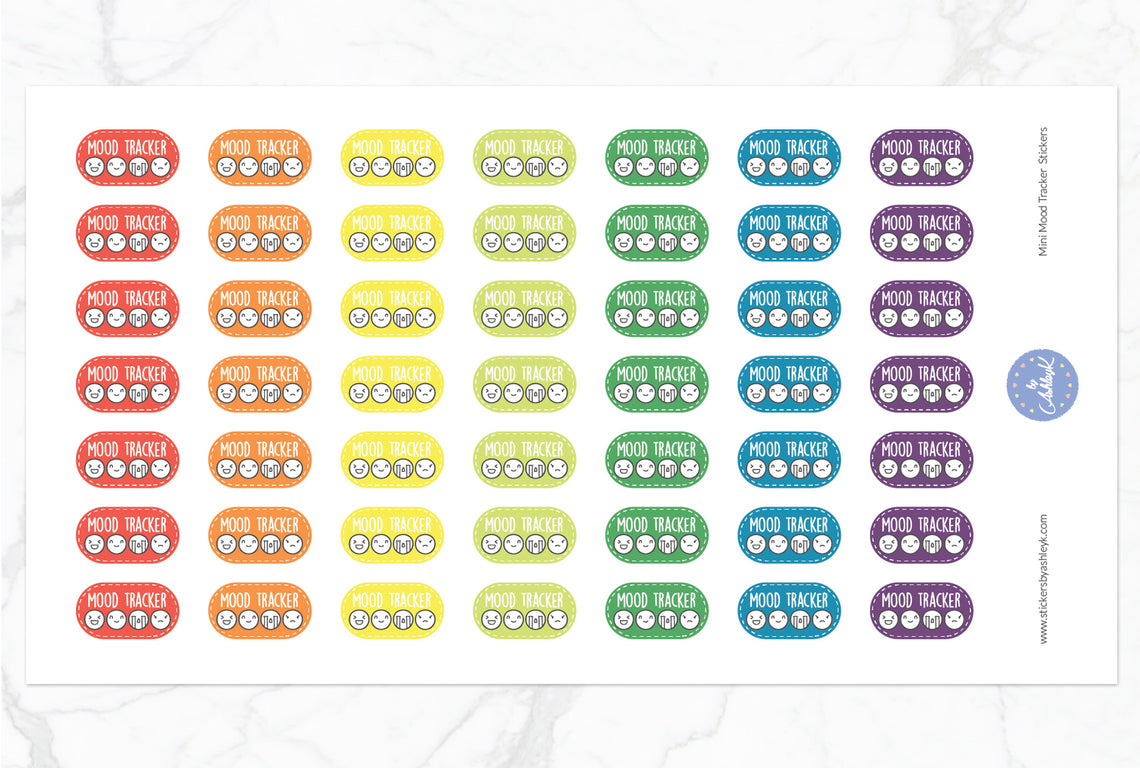 Mini Mood Tracker Stickers - Pastel Rainbow