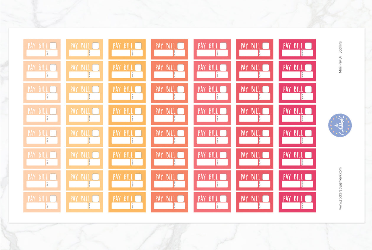 Mini Pay Bill Stickers - Peach