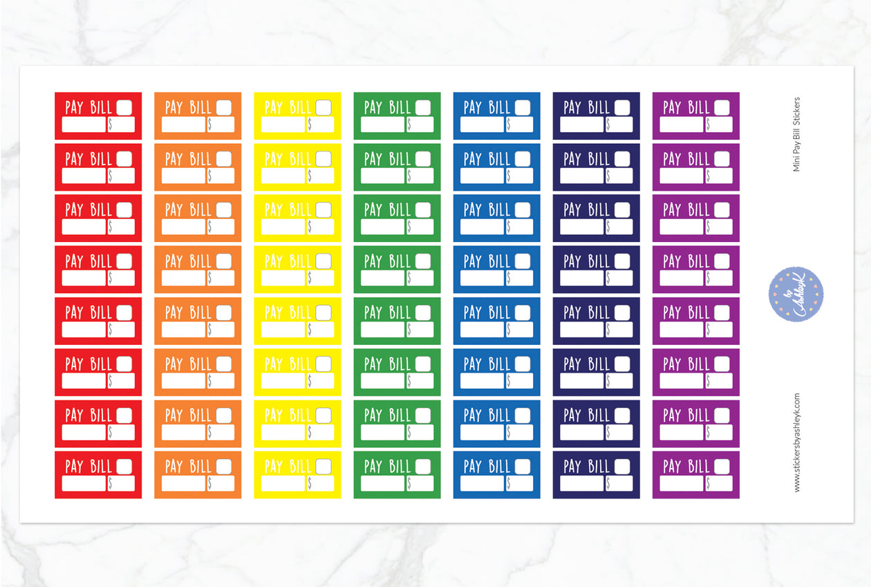 Mini Pay Bill Stickers - Rainbow