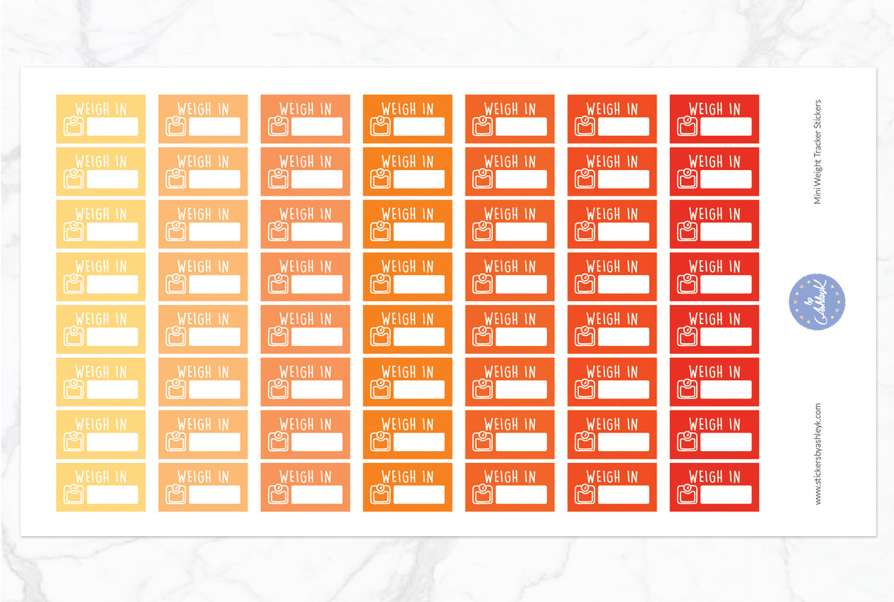 Mini Weight Tracker Stickers - Orange