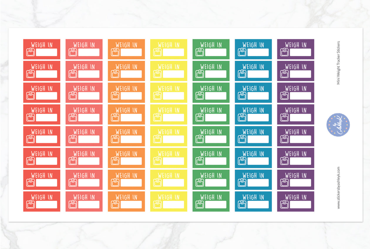 Mini Weight Tracker Stickers - Pastel Rainbow