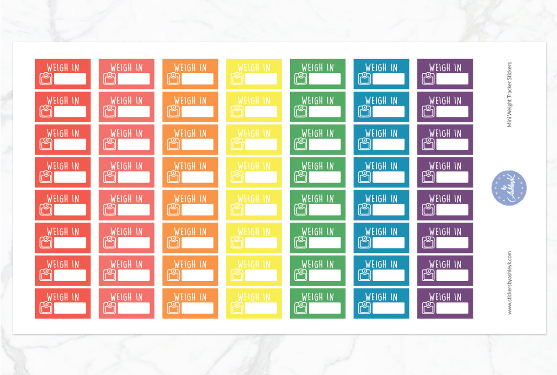 Mini Weight Tracker Stickers - Pastel Rainbow