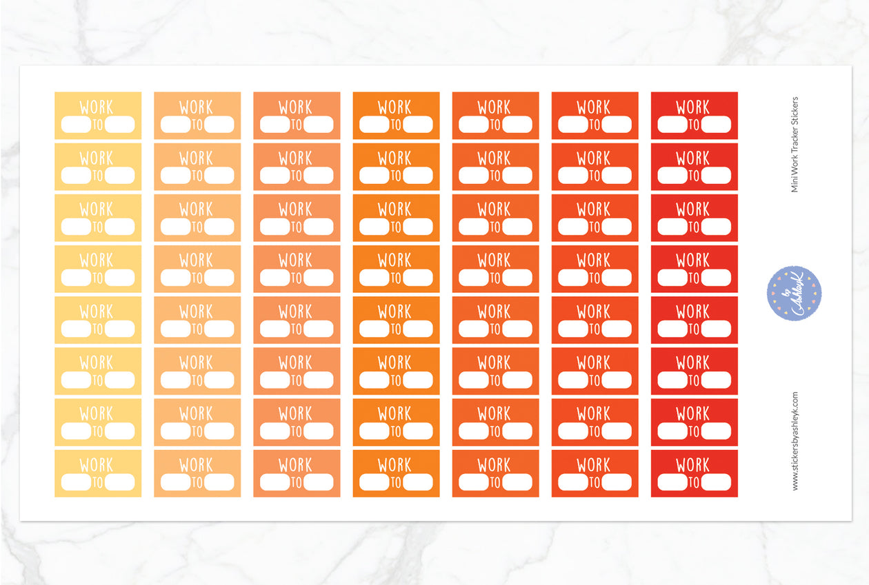 Mini Work Tracker Stickers - Orange