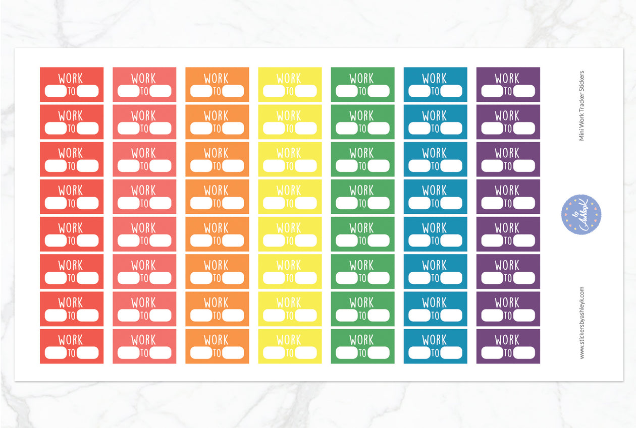 Mini Work Tracker Stickers - Pastel Rainbow