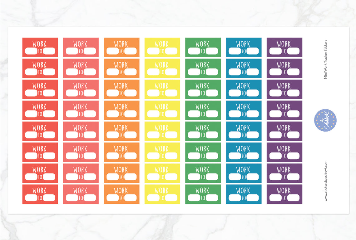 Mini Work Tracker Stickers - Pastel Rainbow